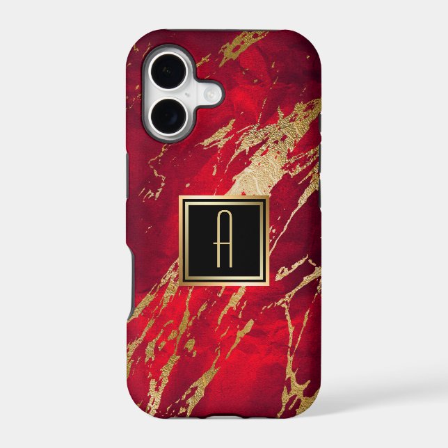 Gold Monogram Paint Splash Case-Mate iPhone Case (Back)