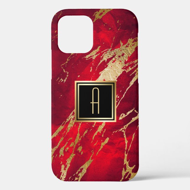 Gold Monogram Paint Splash Case-Mate iPhone Case (Back)