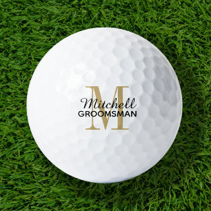 Gold Monogram Personalized Groomsman Gift Golf Balls