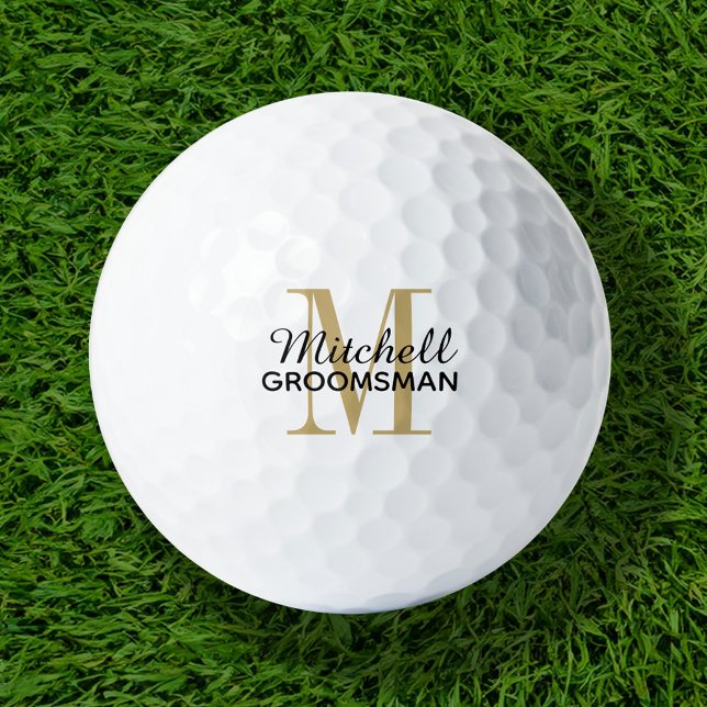 Gold Monogram Personalized Groomsman Gift Golf Balls (Creator Uploaded)