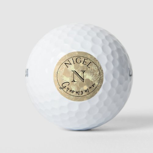 Gold Monogram Personalized Groomsman Golf Balls
