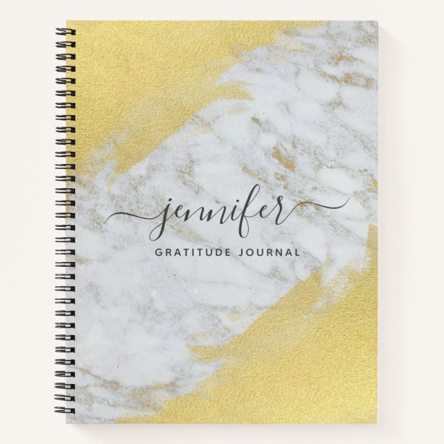 Gold Monogram Personalized Marble Notebook (Front)