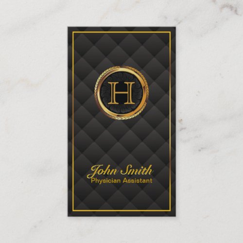 Gold Monogram Physician Assistant Business Card