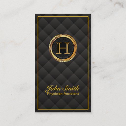 Customizable Gold Monogram Physician Assistant Business Card