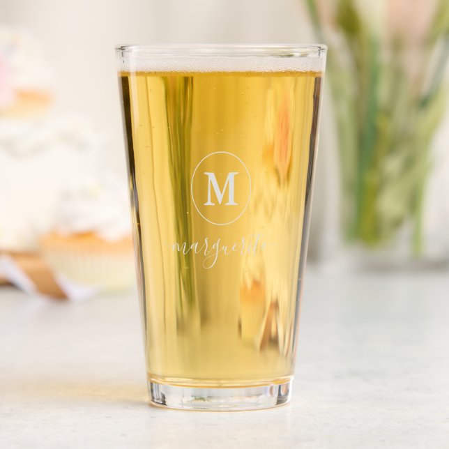Gold Monogram Pint Glass (Wedding)