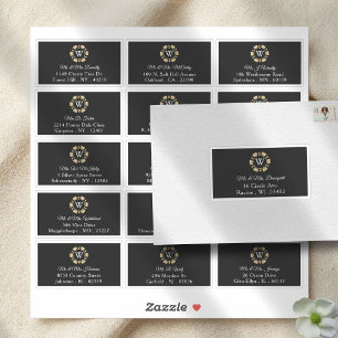 Gold Monogram Poker Chip Casino Wedding Address Sticker