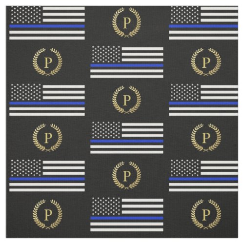 Gold Monogram Police Flag Fabric