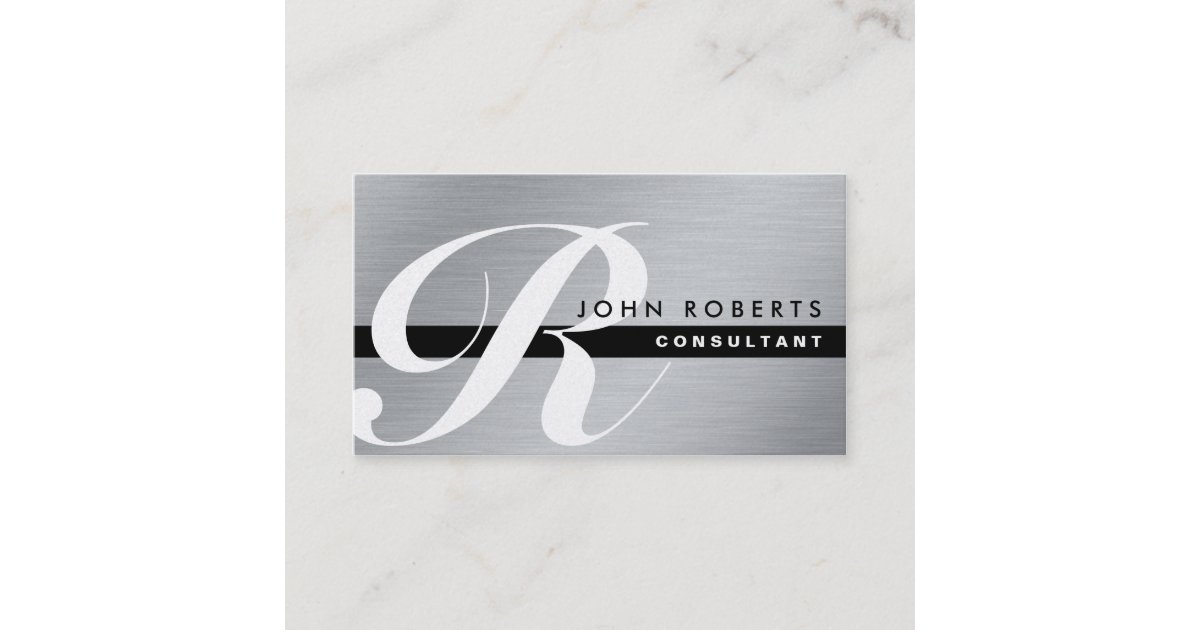 Gold Monogram Professional Elegant Modern Silver Business Card | Zazzle