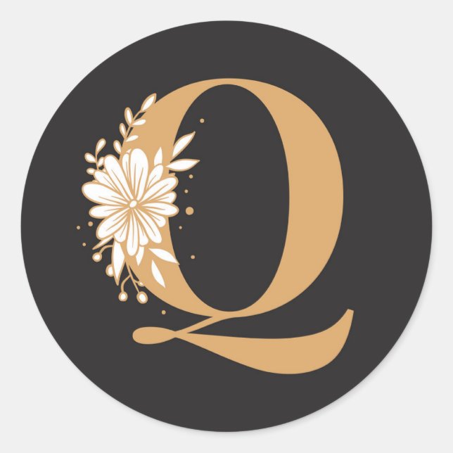 Gold monogram Q Classic Round Sticker (Front)