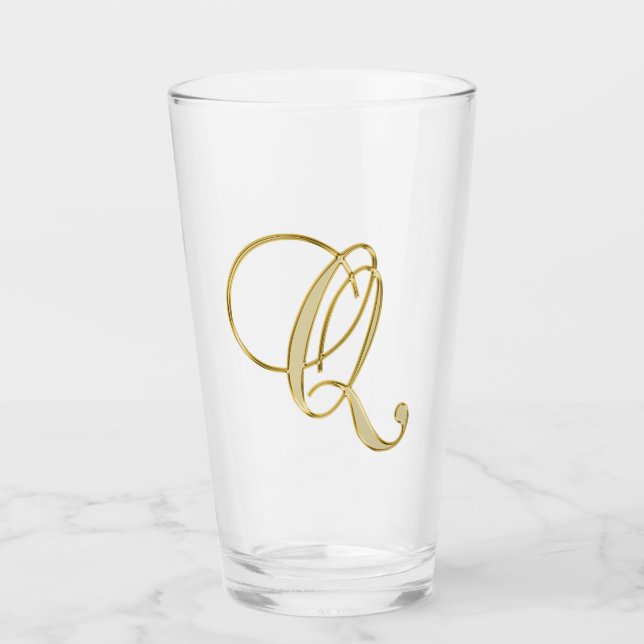 Gold Monogram Q Glass (Front)