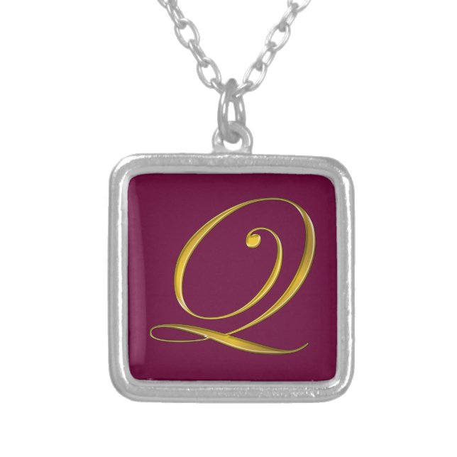 Gold Monogram Q Initial Necklace (Front)