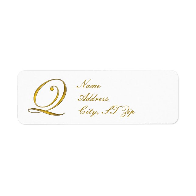 Gold Monogram Q Return Address Labels (Front)