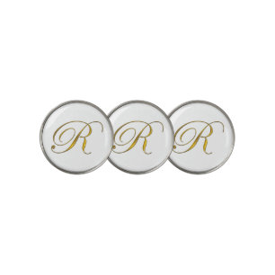 Gold Monogram R Golf Ball Marker