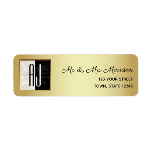 Gold Monogram Return Address Label