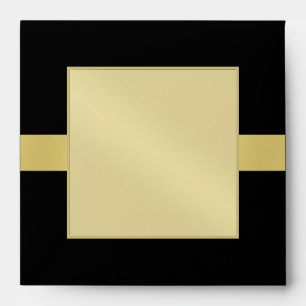 Gold Monogram Ribbon Black Wedding Envelope