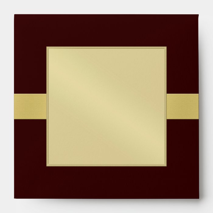 Gold Monogram Ribbon Brown Wedding Envelope