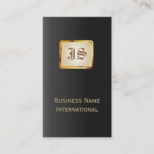 Customizable Gold Monogram Royal Black Business Card