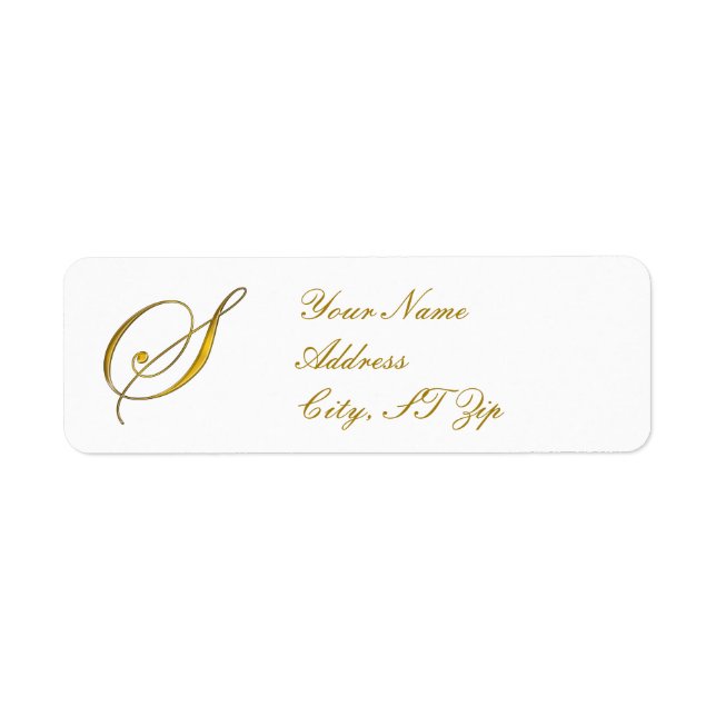 Gold Monogram S Customized Return Address Labels (Front)