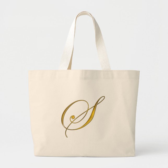 Gold Monogram S Large Tote Bag (Front)