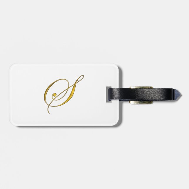 Gold Monogram S Luggage Tag (Back Horizontal)