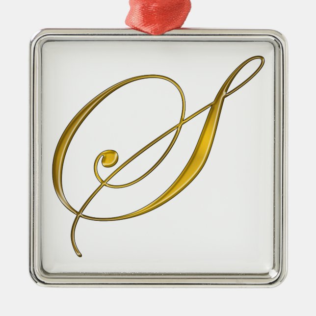 Gold Monogram S Metal Ornament (Front)