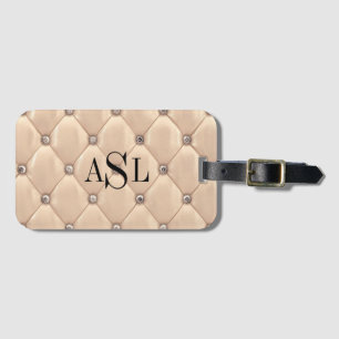 Gold Monogram Satin Metallic Elegant Luggage Tag