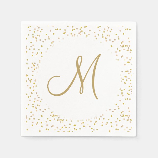 Gold Monogram Script Gold Dust Napkins (Front)