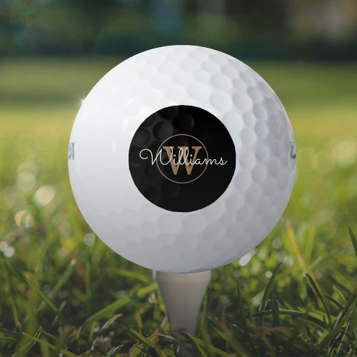 Gold Monogram Script Name Elegant  Golf Balls