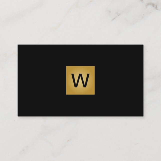 Gold Monogram Square Business Card (Front)