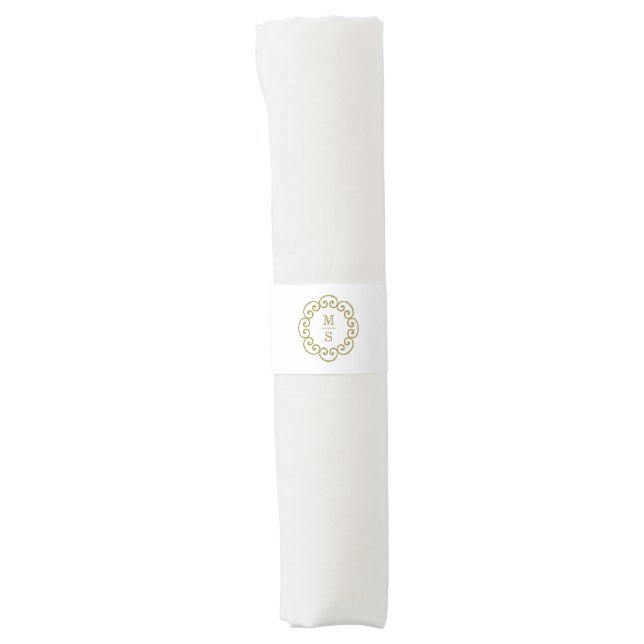 Gold Monogram Sticker or Monogram Wedding Seals Napkin Bands (Front)