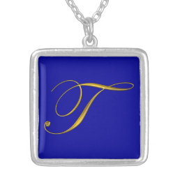 Gold Monogram T Initial Necklace
