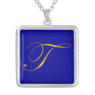 Gold Monogram T Initial Necklace
