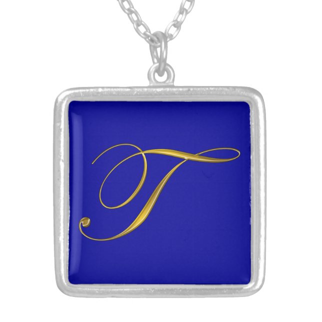 Gold Monogram T Initial Necklace (Front)