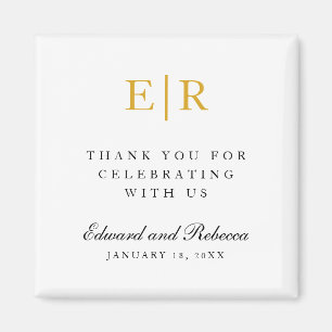 Gold Monogram Thank You Elegant Wedding Favor Magnet