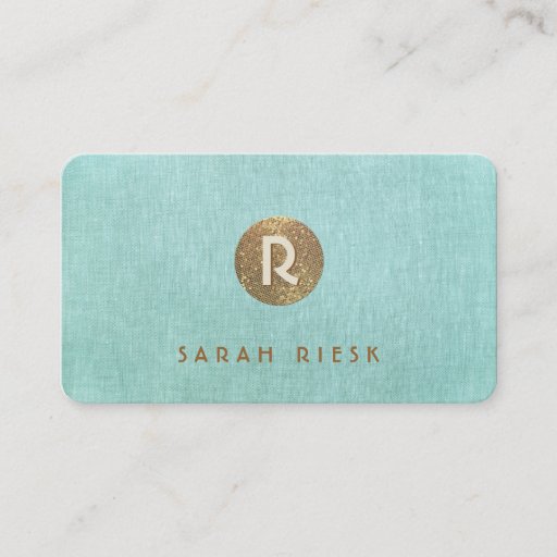 Customizable Gold Monogram Turquoise Beauty Salon and Spa Business Cards
