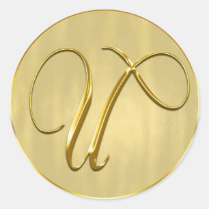 Gold Monogram U Seal Wedding Invitation Holiday