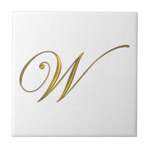 Gold monogram W Ceramic Tile