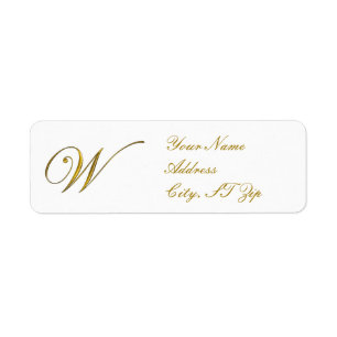 Gold Monogram W Customized Return Address Labels