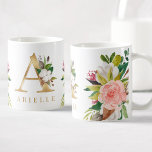 Gold Monogram Watercolor Floral Botanical Coffee Mug<br><div class="desc">A personalized coffee mug with a faux gold letter "A" monogram,  featuring decorative watercolor floral and foliage illustrations. Easily customize it with your name or create a unique gift for your loved ones.</div>