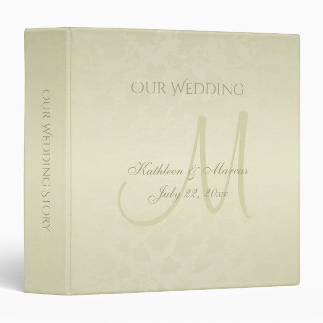 Gold Monogram Wedding Album Binder (Front/Spine)