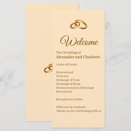 Gold Monogram Wedding Ceremony Program