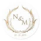 Gold Monogram Wedding Envelope Seal /Favor sticker