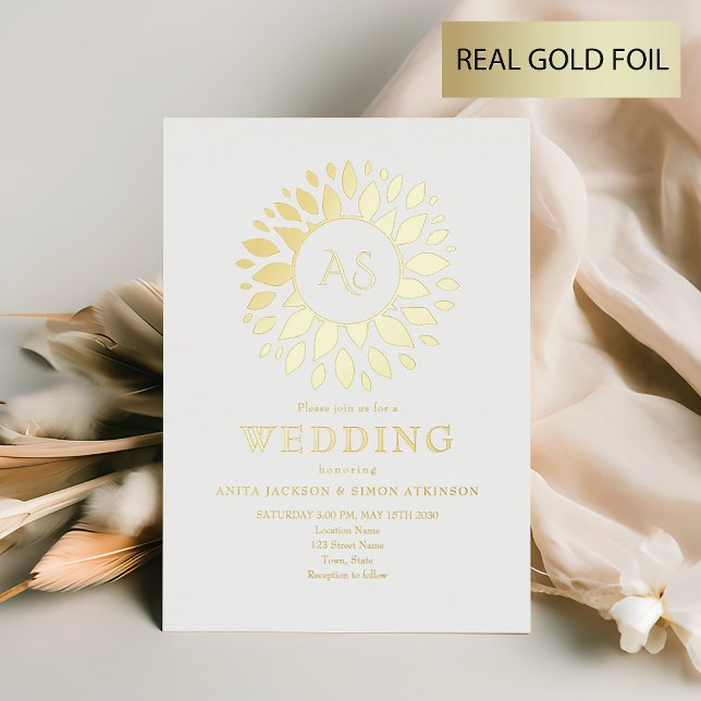 Gold Monogram Wedding Foil Invitation (Creator Uploaded)