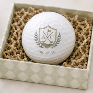 Gold Monogram Wedding Golf Crest Balls