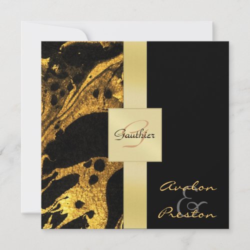 Gold Monogram Wedding Invitation