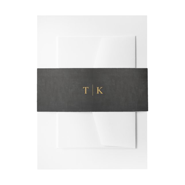Gold Monogram Wedding Invitation Belly Band (Front Example)