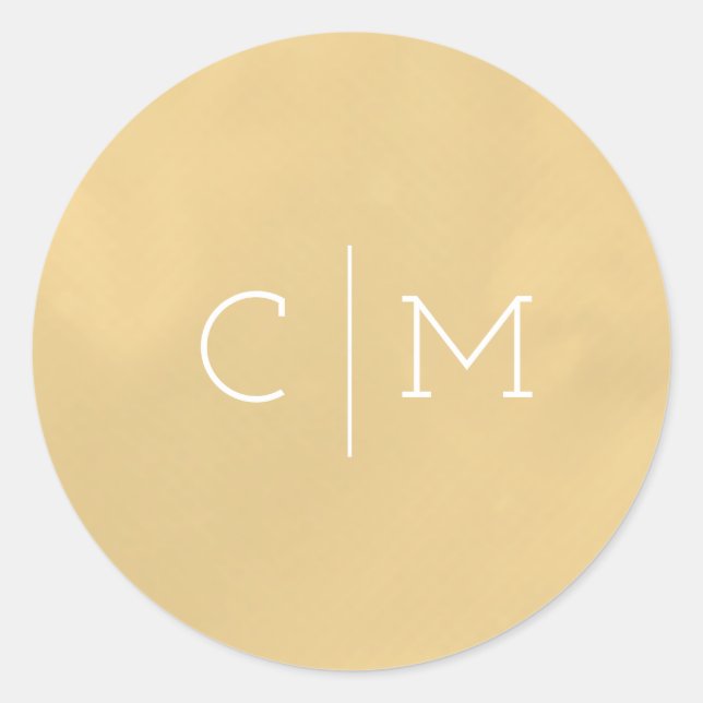 Gold Monogram Wedding Monogram Round Sticker (Front)