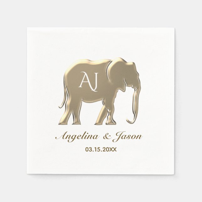 Gold Monogram Wedding Napkins (Front)