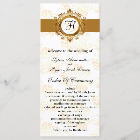 Gold Monogram Wedding Program Zazzle Com