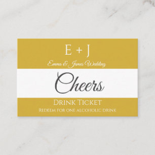 Gold Monogram Wedding Reception Drink Ticket